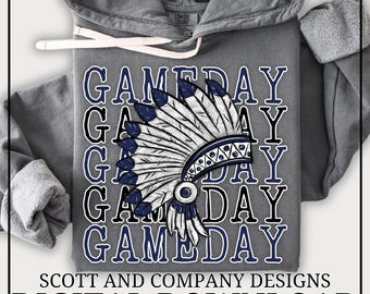 Indians Football Mom PNG | Vintage Indian GameDay | Popular School Spirit Wear | Digital Download - Navy