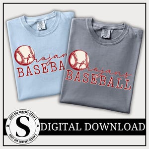 Trojans Baseball PNG | Vintage Trojan Mom Gameday School Spirit Design | Digital Download