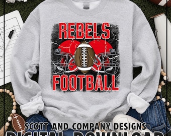 Rebels Football PNG | Gameday Cheer Mom | School Spirit Wear Design | Digital - Red