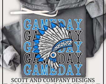 Indians Football Mom PNG | Vintage Indian GameDay | Popular School Spirit Wear | Digital Download - Blue