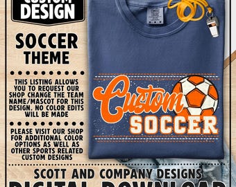 Custom Soccer Png | Preppy Vintage Game Day Mom Design | Spirit Wear Digital Download - Orange