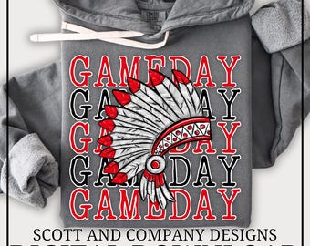 Indians Football Mom PNG | Vintage Indian GameDay | Popular School Spirit Wear | Digital Download - Red