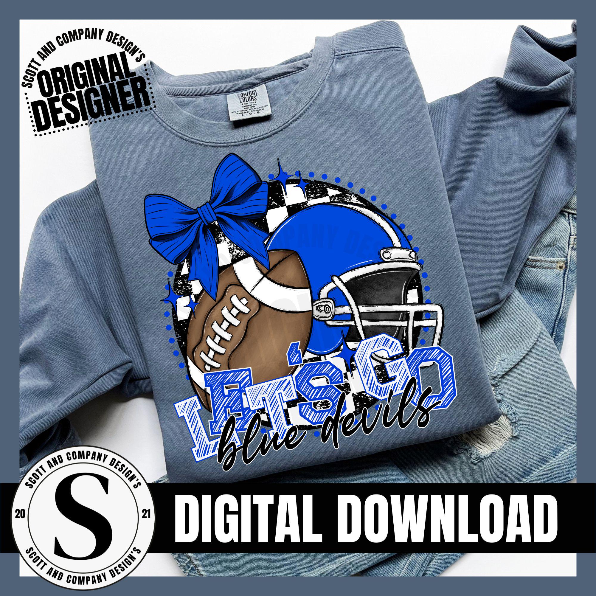 Blue Devils Football Png, Adrette Spieltag Mama, Rote Kokette Schleife Jubeln Mama, Team Maskottchen Schulgeist Cheerleader Digitale Sublimation Herunterladen