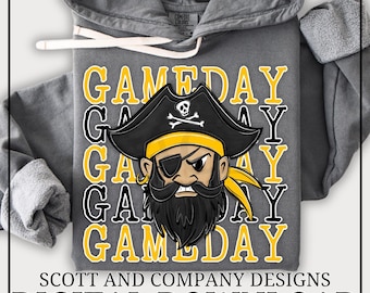 Pirates Football Mom PNG | Vintage Pirate GameDay | Popular School Spirit Wear | Digital Download - Yellow