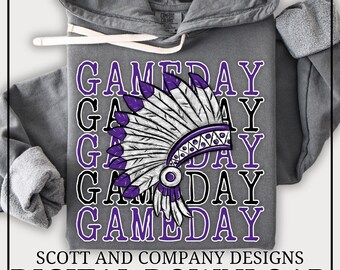 Indians Football Mom PNG | Vintage Indian GameDay | Popular School Spirit Wear | Digital Download - Purple