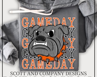 Bulldogs Football Mom PNG | Vintage  Bulldog GameDay | Popular School Spirit Wear | Digital Download - Orange