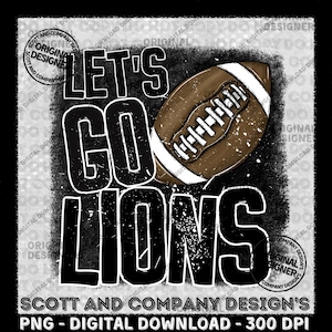 Lions PNG, Lions Football Team png, Game Day PNG, Sublimation Design, Lions Mascot Team Digital Download PNG