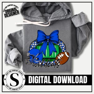 Wildcats Football Png, Preppy Blue Coquette Bow Cheer Mama, Cheerleader Mom, Game Day Team Mascot School Spirit Digital Download