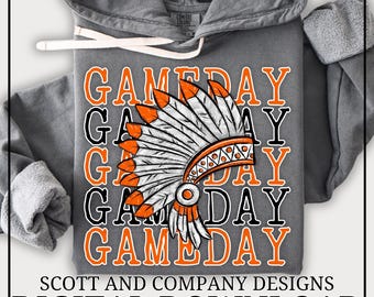 Indians Football Mom PNG | Vintage Indian GameDay | Popular School Spirit Wear | Digital Download - Orange