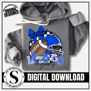 Troja Fußball Png, Adrette Troian Mama, Blaue Kokette Schleife Jubeln Mama, Team Maskottchen Schulgeist Cheerleader Digitale Sublimation Download