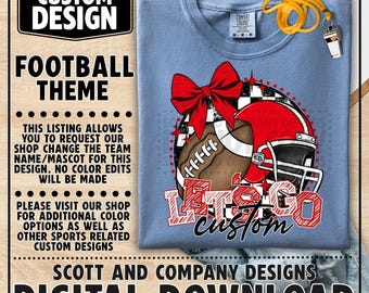 Custom Football Png | Preppy Retro Game Day Mom Design | Spirit Wear Digital Download - Red