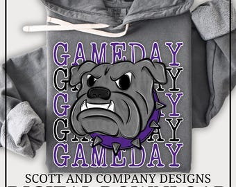 Bulldogs Football Mom PNG | Vintage  Bulldog GameDay | Popular School Spirit Wear | Digital Download - Purple