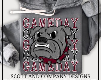 Bulldogs Football Mom PNG | Vintage  Bulldog GameDay | Popular School Spirit Wear | Digital Download - Maroon