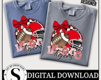 Tigers Football Mom PNG | Coquette Bow School Spirit Tiger Mom Design | Digital Download - Red