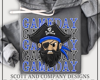 Pirates Football Mom PNG | Vintage Pirate GameDay | Popular School Spirit Wear | Digital Download - Blue