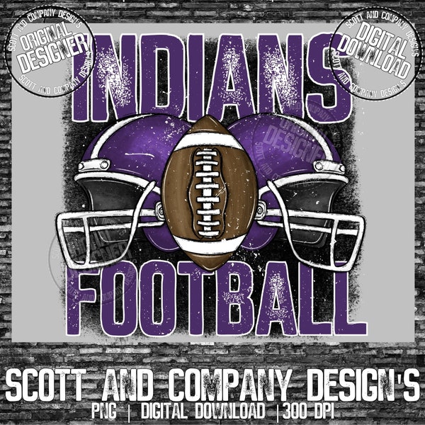 Indians PNG, Game Day PNG, Football Team png, Sublimation Design, Purple Indian Mascot Team Digital Download PNG Design