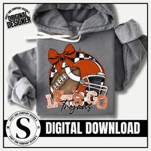 Troja Fußball Png, Preppy Troja Mama, Orange Kokette Schleife Jubeln Mama, Team Maskottchen Schulgeist Cheerleader Digitale Sublimation Download