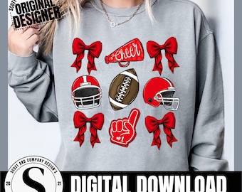 Roter Cheerleader PNG, trendige adrette Schleife png, Coquette Cheer Mama, digitaler Download, Original Designer, Png Sublimation, Sublimationsdesign