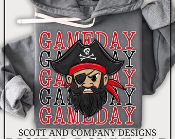 Pirates Football Mom PNG | Vintage Pirate GameDay | Popular School Spirit Wear | Digital Download - Red
