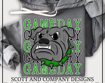 Bulldogs Football Mom PNG | Vintage  Bulldog GameDay | Popular School Spirit Wear | Digital Download - Green