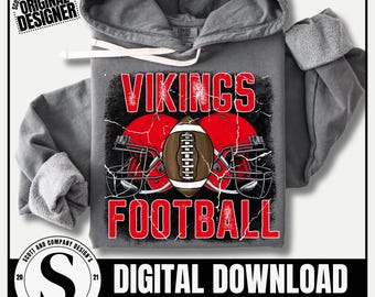 Vikings Football Mascot PNG, Gameday Design (Digital Download) - Red