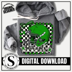 Hornets Football Png, Retro Preppy Green Coquette Cheer Bow Hornet Mom, Team Mascot School Spirit Cheerleader Digital Sublimation Download