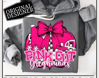 Greyhounds Football Cheer PNG | Breast Cancer | Popular Pink Out School Spirit Wear | Digital Download
