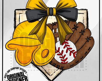 Baseball PNG, Trendy Preppy Yellow Black Coquette Baseball Mom, Trending Game Day Cheer Mascot Team Spirit, Digital Sublimation Download