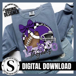 Troja Fußball Png, Preppy Troian Mama, Lila Kokette Schleife Jubeln Mama, Team Maskottchen Schulgeist Cheerleader Digitale Sublimation Download