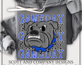 Bulldogs Football Mom PNG | Vintage  Bulldog GameDay | Popular School Spirit Wear | Digital Download - Blue