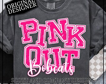 Bobcats Breast Cancer Awareness PNG | Pink Out | Football Cheer School Spirit Wear | Digital Download