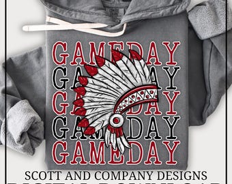 Indians Football Mom PNG | Vintage Indian GameDay | Popular School Spirit Wear | Digital Download - Crimson