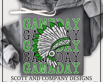 Indians Football Mom PNG | Vintage Indian GameDay | Popular School Spirit Wear | Digital Download - Green