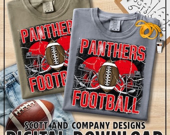 Panthers Football PNG | Trendy Cheer Mom Shirt Design | Team Spirit Wear | Digital Download - Red