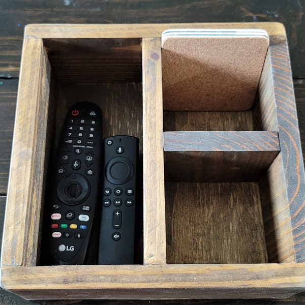 Wooden Remote Box | Remote Control Box | Wood Remote Control Caddy | Remote Storage | Remote Caddy | Remote Organizer | Box for Coasters