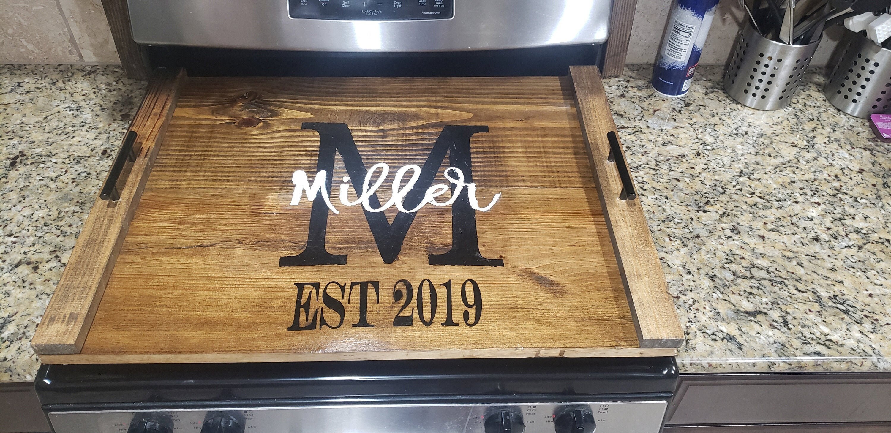 Stove Top Cover, Noodle board, Personalized Stove Top Cover, Custom Ottoman  Tray, Personalized Stove Top Cover Smith Farmhouse Kitchen