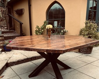 Handcrafted Iroko Hexagon Dining Table | Mid Century Modern - Etsy