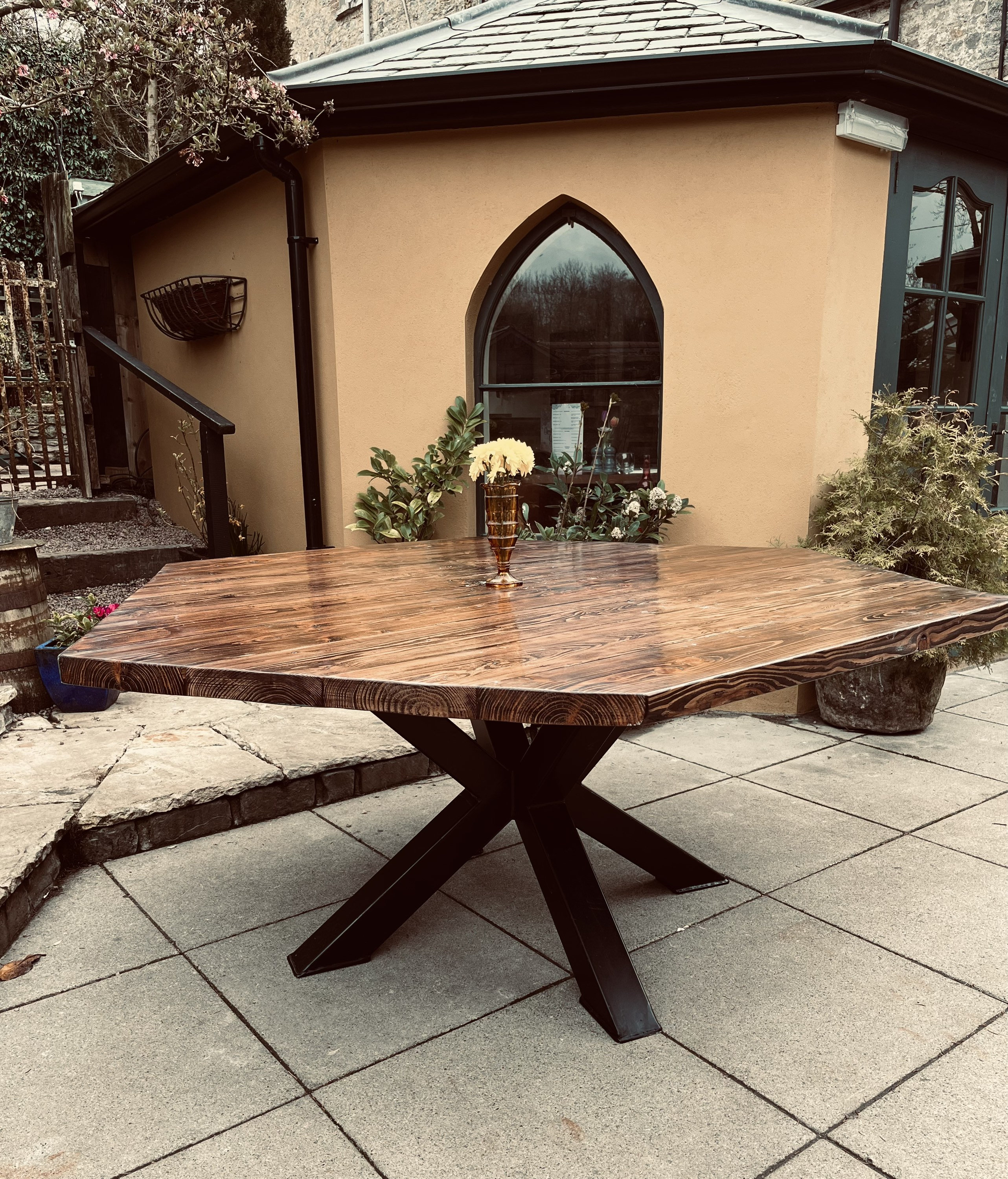 Hexagonal wooden garden table new arrivals