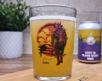 Custom Japanese Glass, Personalised Samurai, Cosplay, Add your Name, Craft Beer Glass, IPA, Gift For Him, Warrior, Ninja, Martial Arts