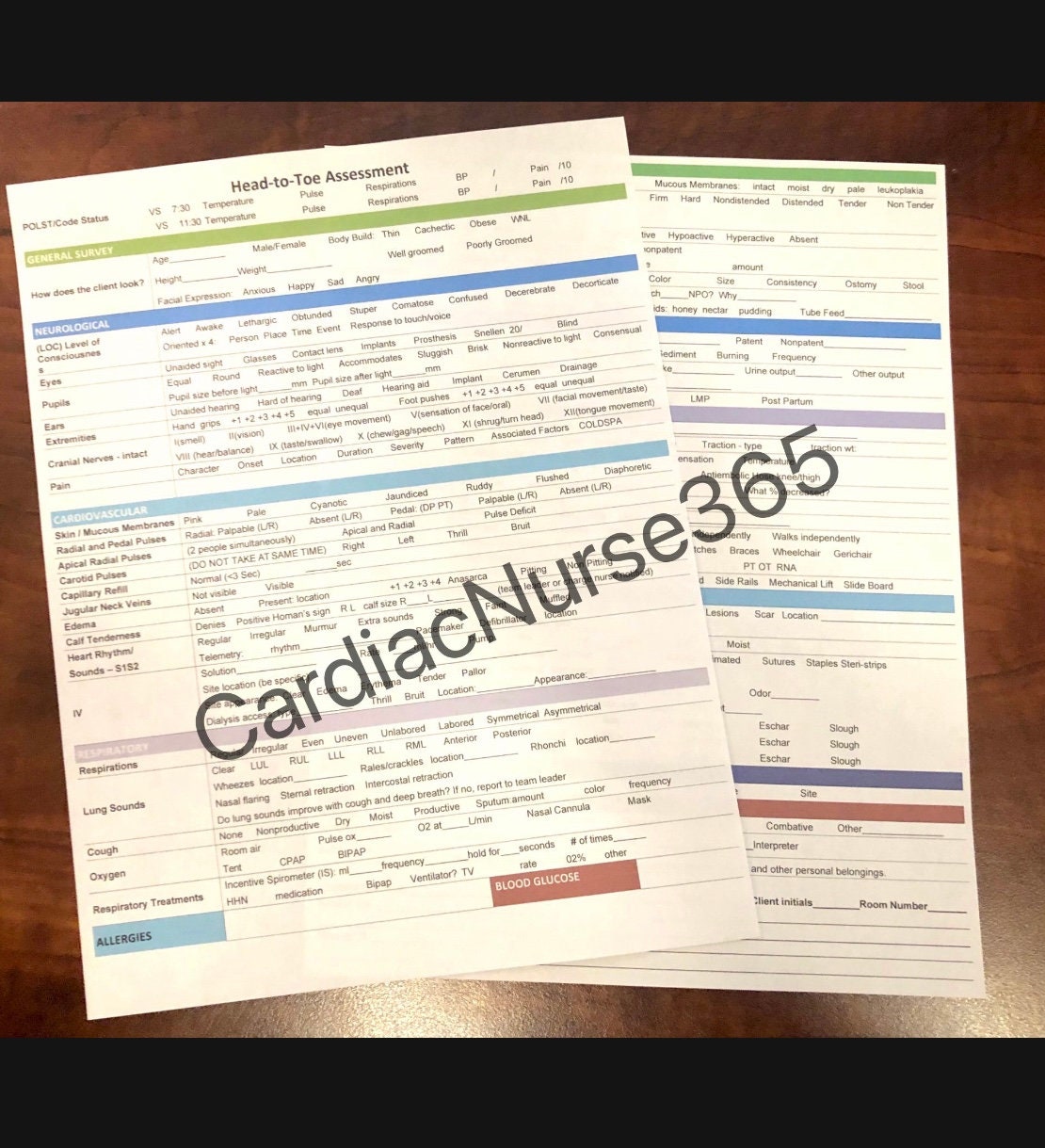 Head-to-toe Template Nursing Assessment Study Guide - Etsy