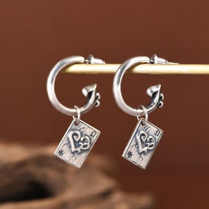 Dangling Hoop Earrings,Silver Earrings,Minimalist Huggie Hoops,Hip-hop Design,Drop Hoop Earrings, Everyday Earring,Silver Hoops