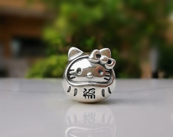 Silver Charm Beads, Animal Cat Beads ,Fit for European Charm Bracelets ,Jewelry Making & Beading, Gifts for Girl Women Vintage Style Factory