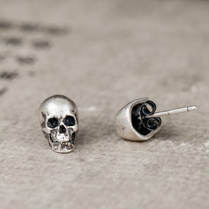 Sterling Silver Skull Personality ,Stud Earrings ,Punk Style ,Gothic Silver Jewelry ,Punk Earrings,Silver Jewelry