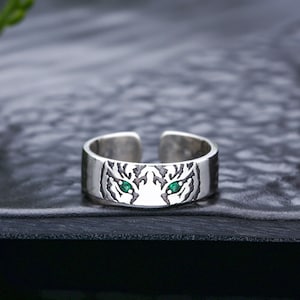 Men&#39;s Tiger Head Ring, Glossy Surface, Open Rings, 925 Sterling Silver,Engagement Ring,Men&#39;s Ring Jewelry, Handmade Jewelry,Ring Jewelry,7mm