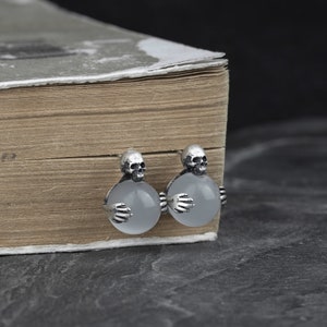 Goth Earring,Stud Earrings ,Vintage Earring for Women, Punk Style ,Gothic Silver Jewelry ,Punk Earrings,Silver Jewelry,Skull Earring Stud