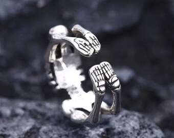 Anillo de plata esterlina, anillo de calavera, regalo para pareja