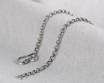 Vintage Necklace S Hook Round Ring Chain for Women Men Personalized Gifts for Mom Hand Necklace 925 Sterling Silver 3mm Thickness