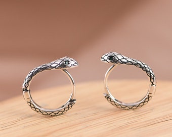 Small Snake Huggies, Hoop Earrings ,Silver Jewelry, Small Hoop Earrings,Everyday Earrings, Dainty Huggie Hoops, Cartilage Hoops,Silver Hoops