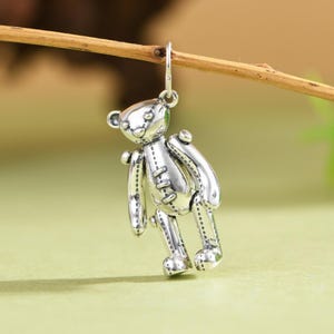 Ciondoli in argento sterling per collane, gioielli in argento, ciondolo per collana a forma di cartone animato, piccolo animale, regali per amici, ciondoli a forma di orso con arti mobili