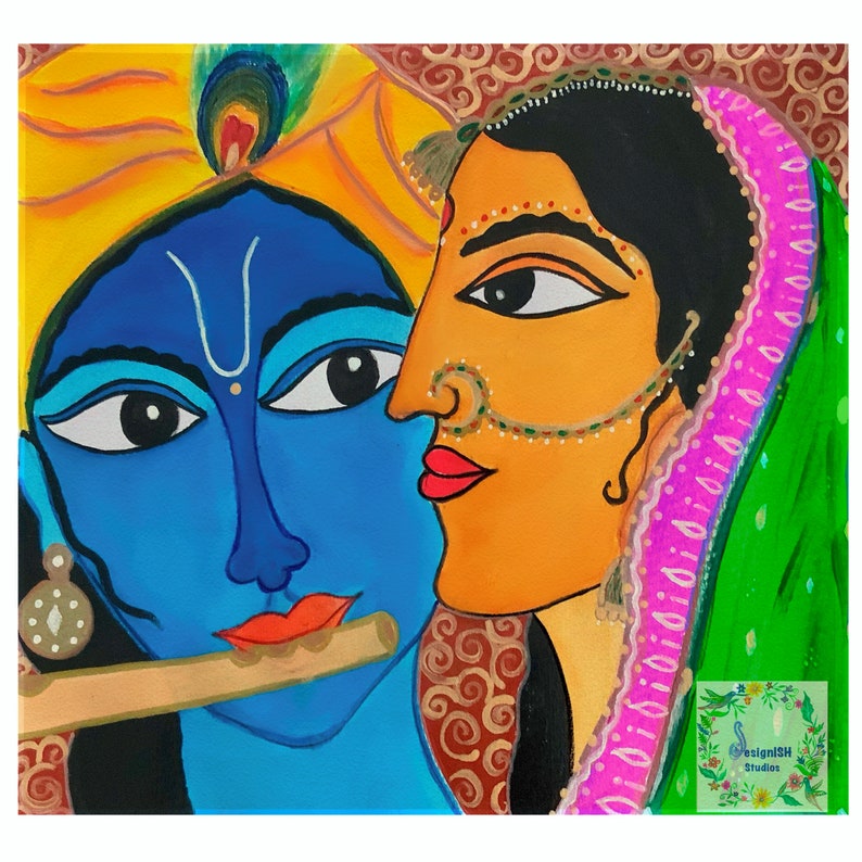 Radha Krishna Acrylic Painting & Rolled Canvas Prints Etsy